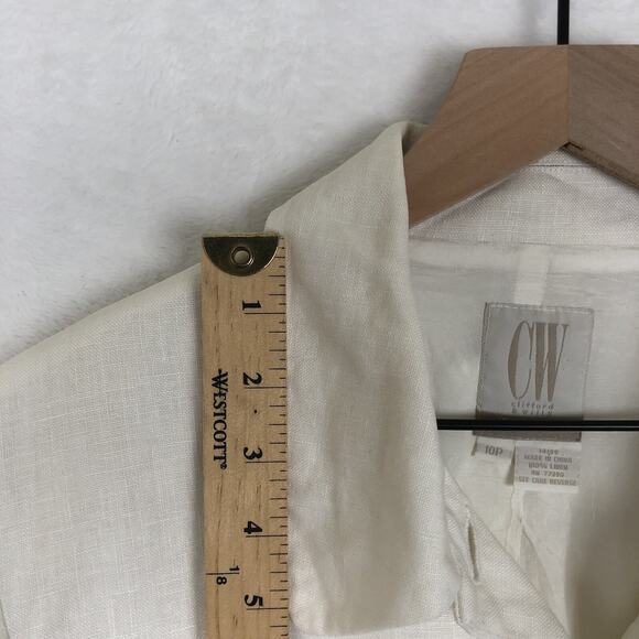 CW‎ CLIFFORD & WILLS Petites 100% Linen Jacket Sz 10P White Academia Office - Picture 5 of 15